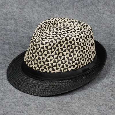 Men's summer straw hat purely hand-woven plaid jazz hat papyrus hat