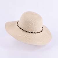 B&Y New Design Paper Straw White Bucket Hats Sun Floppy Straw Hat For Women