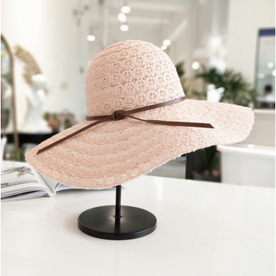 wholesale New summer women fashion  wide brim straw hat with custom logo