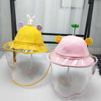 2020  New fisherman protective cap bunny bean sprouts cap removable protective Baffle cover children's bucket hat